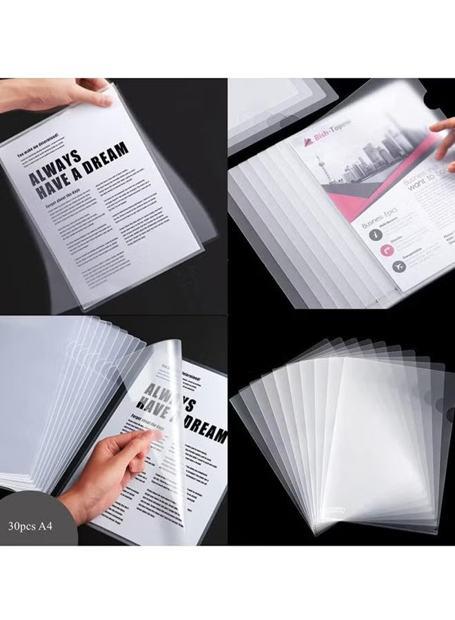 30 Pack Clear Plastic A4 Document File Folder Project Organiser Protector