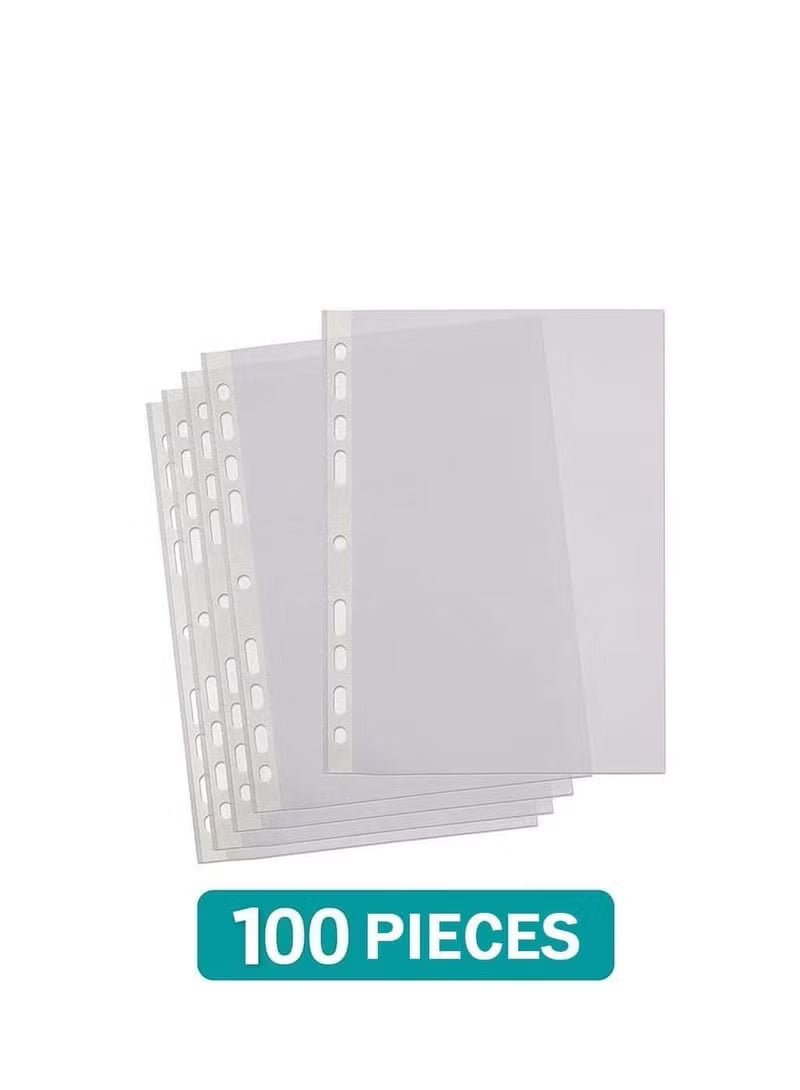 100 Piece Plastic Punched Pockets A4 Clear Sheet Protectors