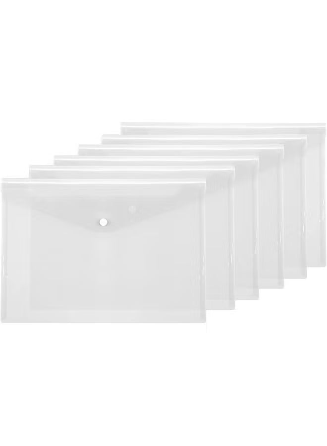 30 Pieces A4 Document Bags with Snap Button Closure, Clear Plastic Poly Envelopes Organizers