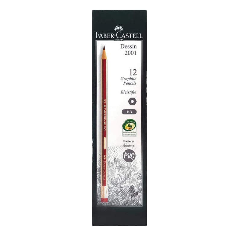Faber Castell HB Pencil with Eraser Tip, 12/box