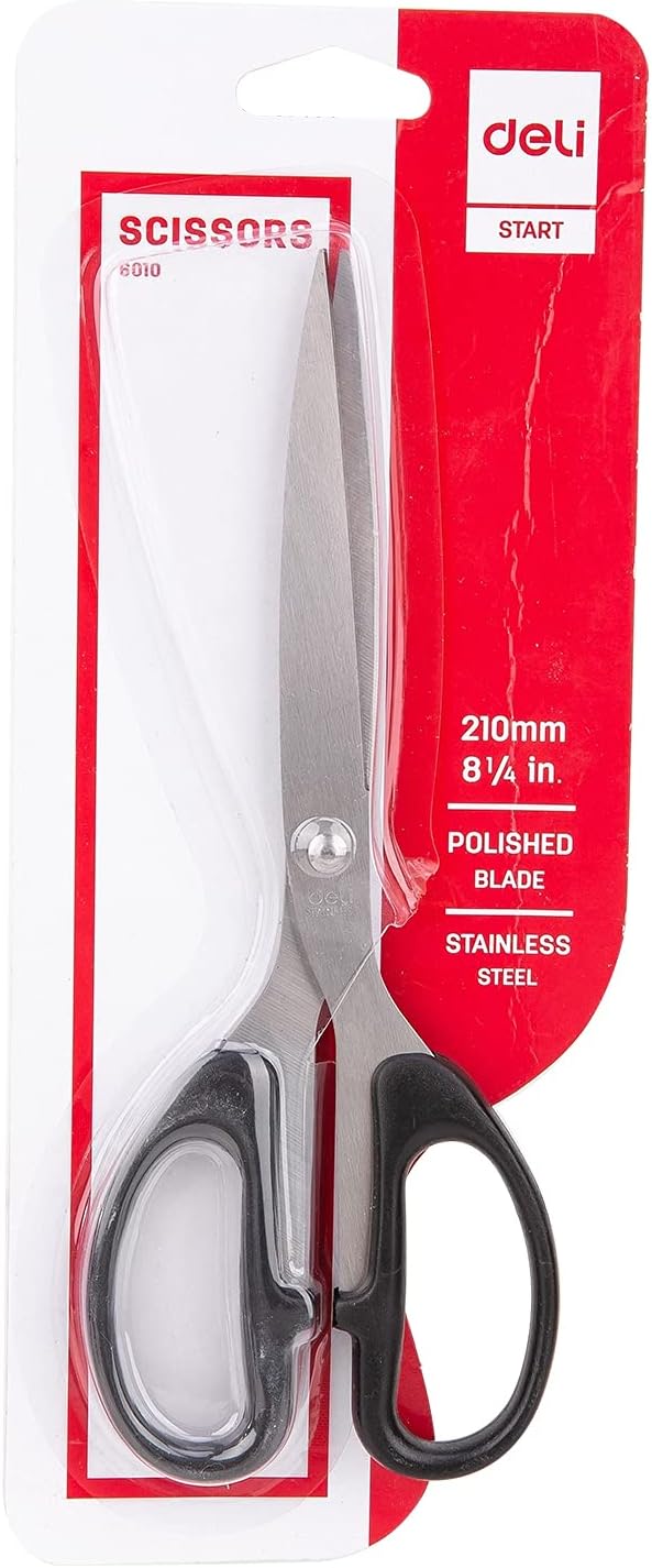 Deli E6010 Scissors, 210mm ( 8 inches) Length, Black