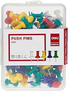 Deli E0031 Color Push Pins 23mm ( box of 100 pins)