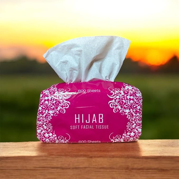 HIJAB Facial Tissue, Ultra-Soft Pack Of 30 Nylon Facial Tissue (600x2) Ply Soft Fluffy Tissue For All Skin.