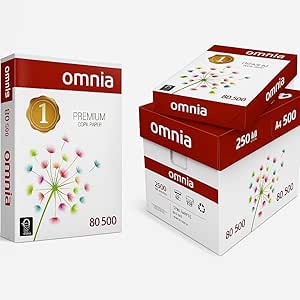 OMNIA A4 Copier Paper - 80 GSM, 500 Sheets per Ream, 5 Reams (Carton Pack)