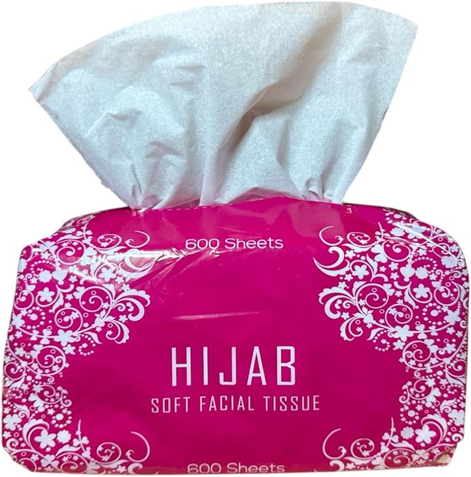 HIJAB Facial Tissue, Ultra-Soft Pack Of 30 Nylon Facial Tissue (600x2) Ply Soft Fluffy Tissue For All Skin.