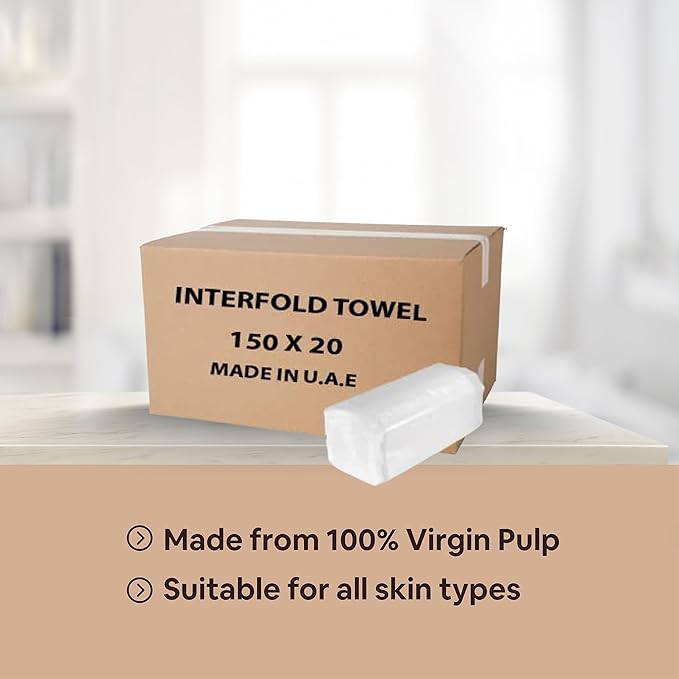 150-Sheet Interfold Tissue Hand Towel - Embossed (Paper, Pack of 20)