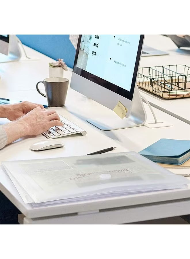 30 Pieces A4 Document Bags with Snap Button Closure, Clear Plastic Poly Envelopes Organizers