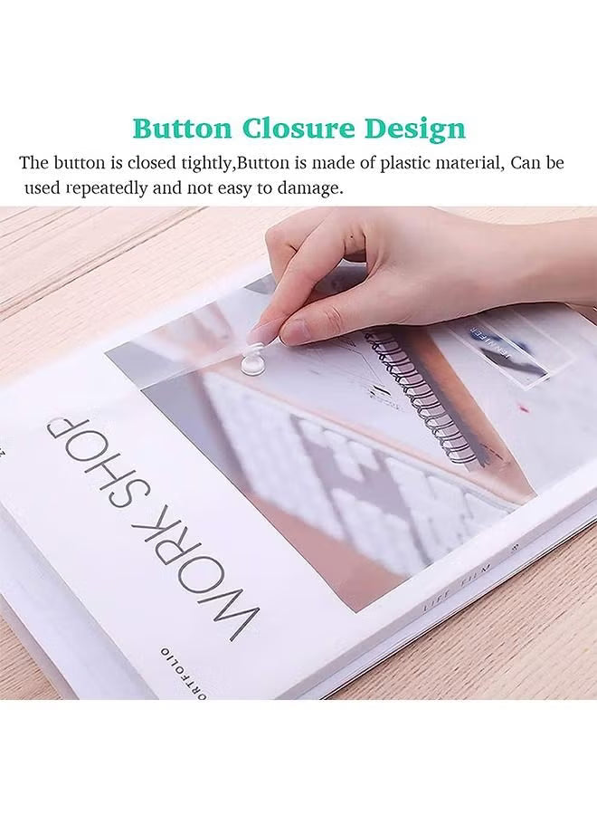 30 Pieces A4 Document Bags with Snap Button Closure, Clear Plastic Poly Envelopes Organizers