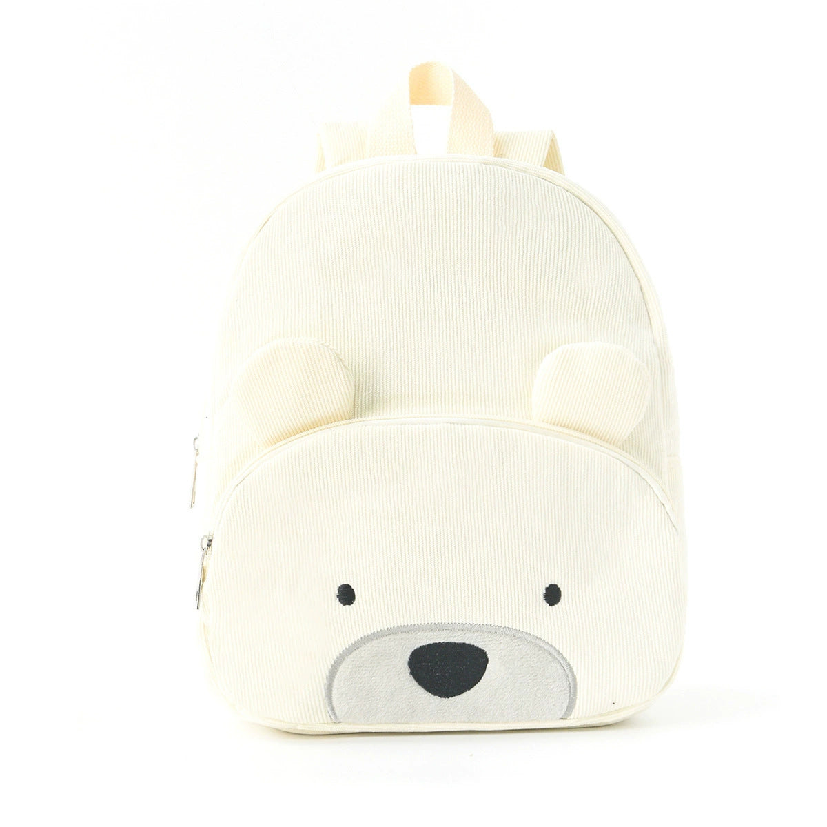 Embroidered Cute Bear Backpack Corduroy Student Schoolbag Large Capacity Casual Backpack