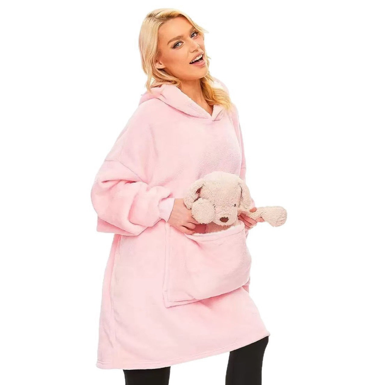 Pajamas Women&#039;s Nightgown, Flannel, Extended Vertical Pockets, Lazy Blanket