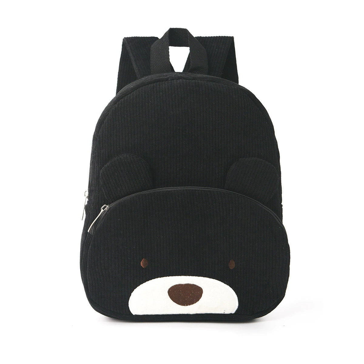 Embroidered Cute Bear Backpack Corduroy Student Schoolbag Large Capacity Casual Backpack