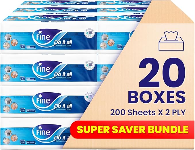 Fine Interfold White Tissue 2-Ply, 200 Sheets (Case of 20 packs)