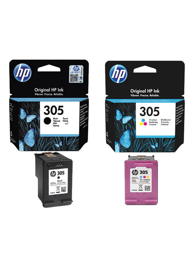 305 Black Original Ink Cartridge Black (1) + HP 305 Tri-color Original Ink Cartridge