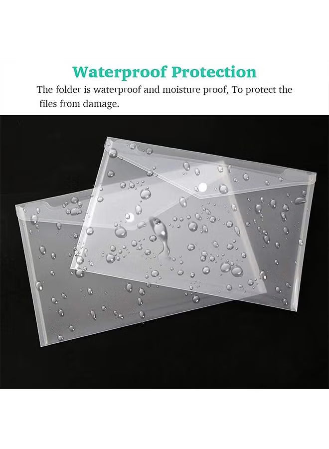 30 Pieces A4 Document Bags with Snap Button Closure, Clear Plastic Poly Envelopes Organizers