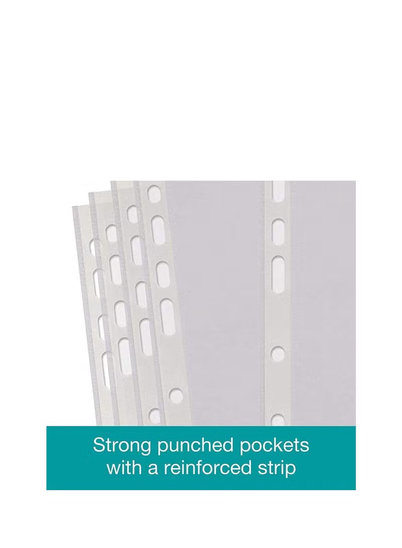 100 Piece Plastic Punched Pockets A4 Clear Sheet Protectors