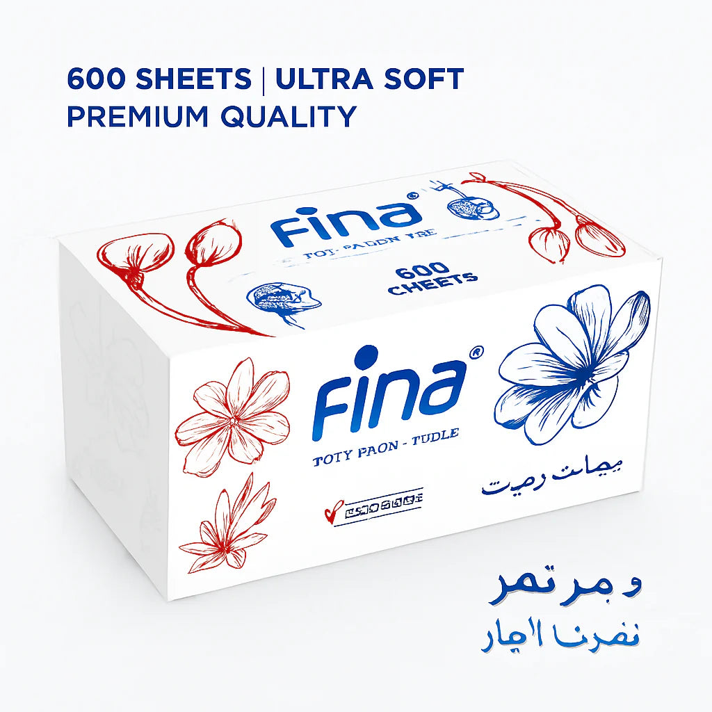 Fina Facial Tissue – 600 Sheets (2 Ply, 19x18 cm) 1 Carton 30 Box